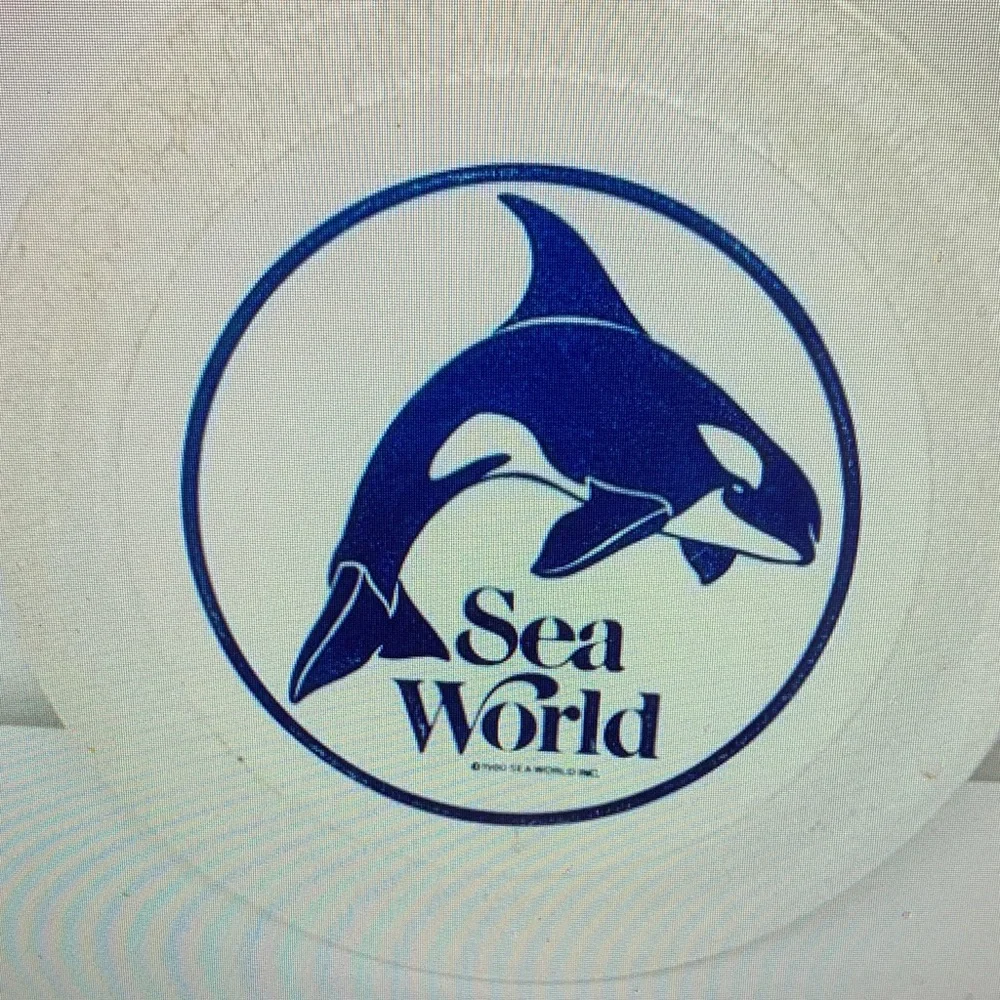 SeaWorld 1980 Vintage Frisbee Flying Disk Foil Blue Shamu The Killer Whale